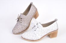 NEW! Дамски обувки от естествена кожа на широк ток - Два цвята