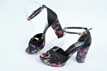 NEW! Дамски сандали на ток - Черно и цветно